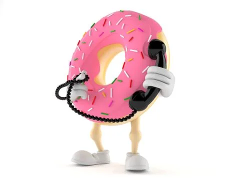 Donut character with handset Stock Illustration