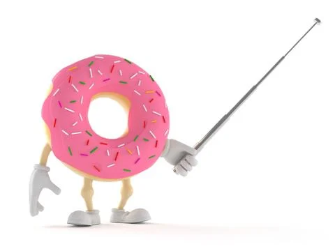 Donut character with pointer stick Illustrazione stock