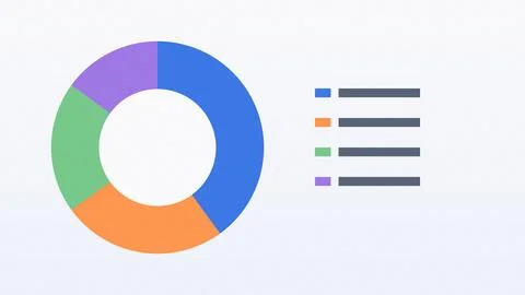 Donut chart with four color-coded segments and legend on white background Stock Illustration