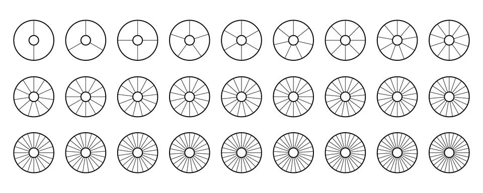 Donut chart segments collection. Wheel diagrams set. Outline sections and slices Stock-Illustration
