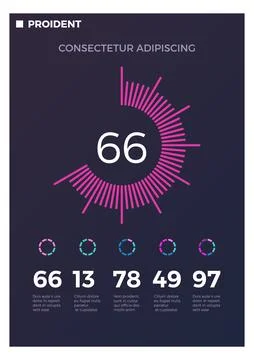 Donut chart on statistic presentation slide. Infographic page 库存插图