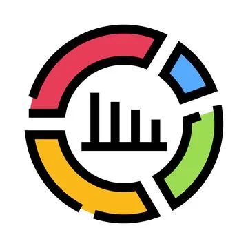 Donut circle showing data analysis bar chart icon Stock Illustration