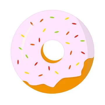 Donut covered with icing isolated on white background Stock Illustration