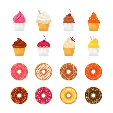 Donut cupcake icon Illustration