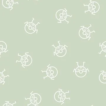 Donut dessert character line vector seamless pattern Stock Illustration
