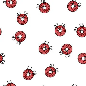 Donut dessert character vector seamless pattern Stock Illustration