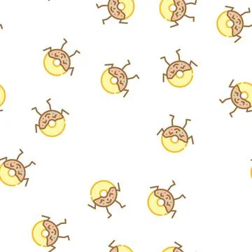 Donut dessert character vector seamless pattern Stock Illustration