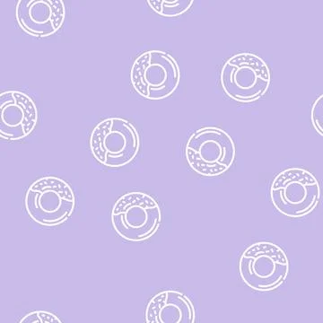 Donut dessert line vector seamless pattern 스톡 일러스트
