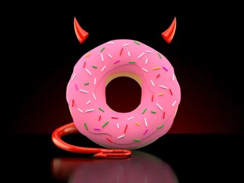 Donut with devil horns and tail Stock Illustration