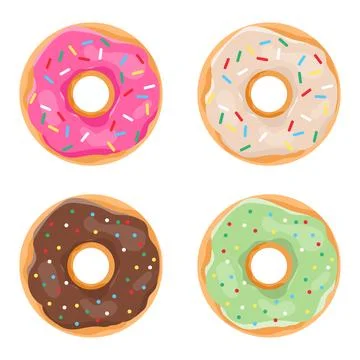 Donut, donut icon, donut set isolated on white background. Stock Illustration