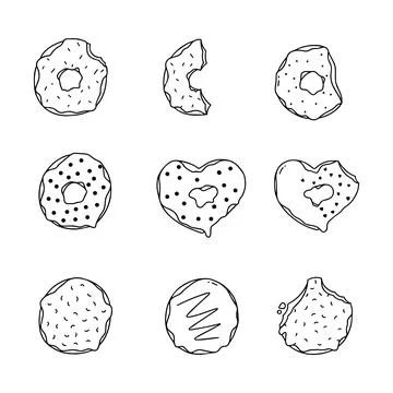 Donut doodle line vector illustration Stock Illustration