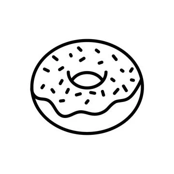 Donut flat icon. Pictogram for web. Line stroke. Dessert isolated on white ba Stock Illustration