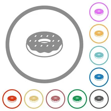 Donut flat icons with outlines Stock Illustration