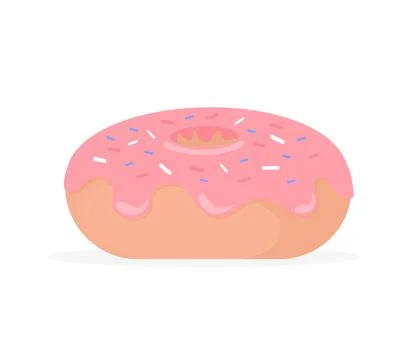 Donut in flat style on white 3d cartoon vector background. background. Vector Stockillustratie