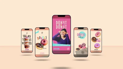 Donut Food Stories After Effects stock