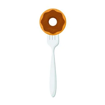 Donut on forks Concept of diet. Vector illustration. Stock Illustration