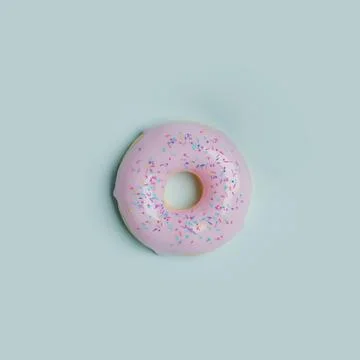 Donut with glaze on a blue background, 3d render Stock Illustration