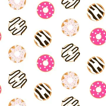 Donut glazed seamless vector pattern. 스톡 일러스트