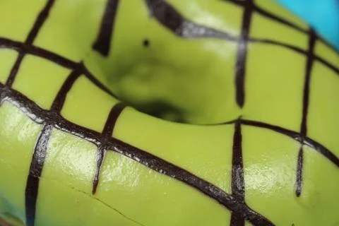 Donut with green  icing Stock Photos