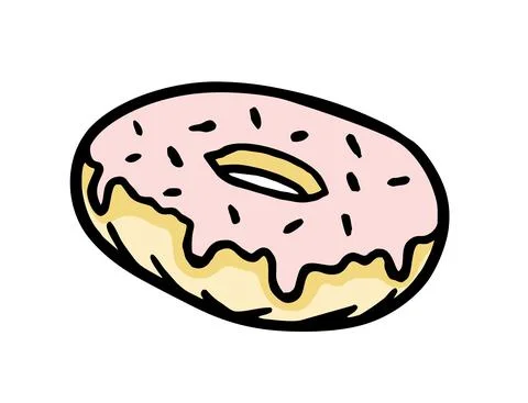 Donut is a hand-drawn bakery element Vector  doodle sketch. Stock Illustration