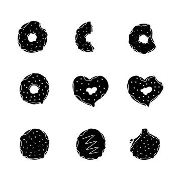Donut hand drawn solid icon vector illustration Stock Illustration