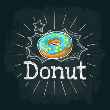 Donut with icing and sprinkles. Vector color flat illustration Stock-Illustration