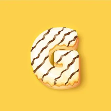 Donut icing white upper latter - G Font of donuts. Bakery sweet alphabet. Donut Stock Illustration