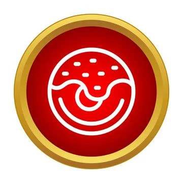 Donut icon in circular gold frame Stock Illustration
