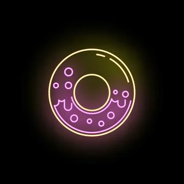 Donut icon glowing with neon light effect Stock Illustration
