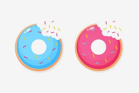 Donut icon with mouth bite Illustrazione stock