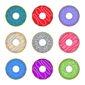 Donut icon set colorful Stock Illustration