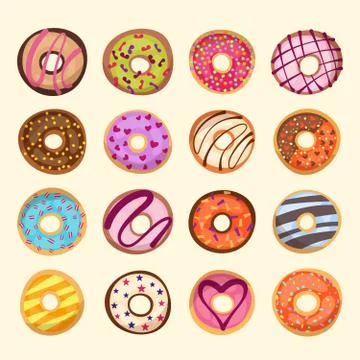 Donut icon set 库存插图