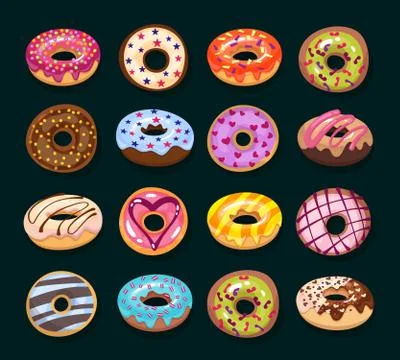 Donut icon set Stock Illustration