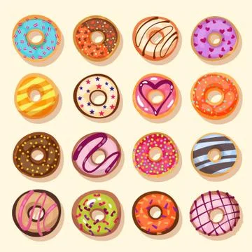 Donut icon set Stock Illustration