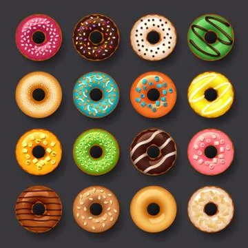 Donut icon set Stock Illustration