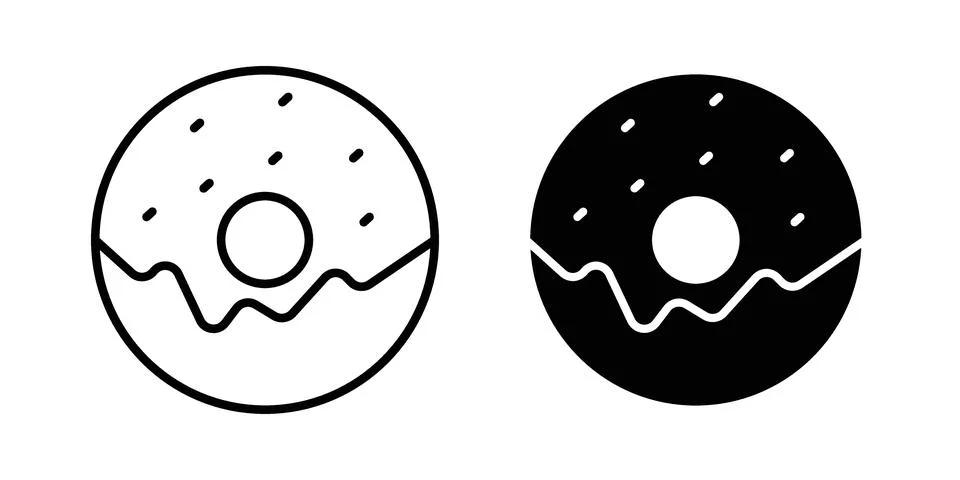 Donut icon silhouette vector set. thin line pack Stock Illustration