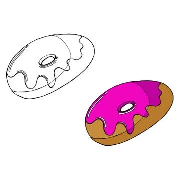 Donut icon. Vector illustration of donuts in glaze. Hand drawn donut in glaze Stock Illustration