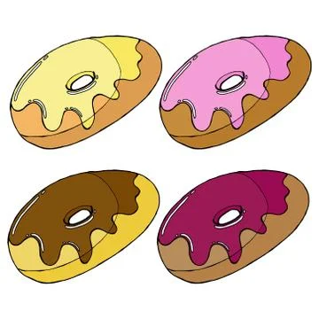 Donut icon. Vector illustration of donuts in glaze. Hand drawn donut in glaze Stock Illustration