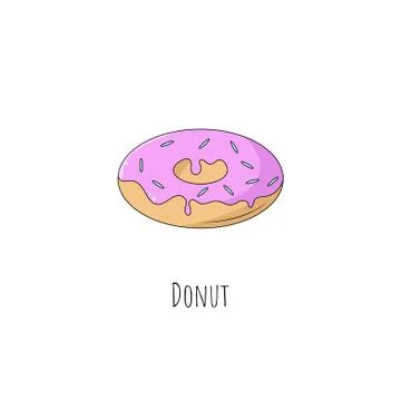 Donut. Isolated object on white. Vector cartoon illustration. Stock Illustration
