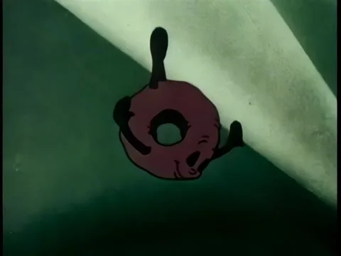 Donut jumping off diving board into a coffee cup Stock Footage 260247353