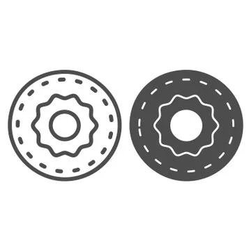 Donut line and solid icon, confectionary concept, sweet tasty fried bakery sign Illustrazione stock