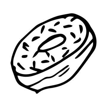 Donut line drawing. Vector pastries. Stock Illustration