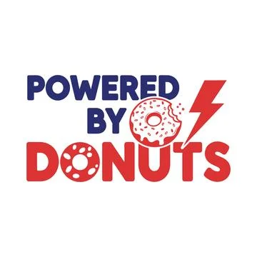 Donut logo with powered by text and lightning bolt symbol tshirt design Stock Illustration