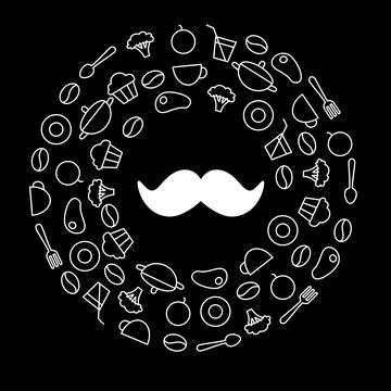 Donut made up of all the attributes of a cafe and food and in the center of t Stock Illustration