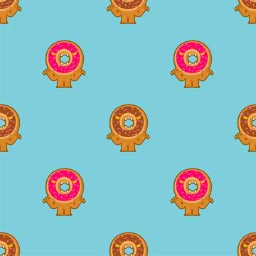 Donut monster pattern seamless. Terrible sweetness background. vector texture Stock Illustration