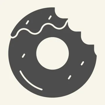 Donut with a mouth bite solid icon. Bitten donut vector illustration isolated on Stock Illustration