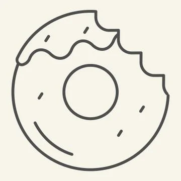 Donut with a mouth bite thin line icon. Bitten donut vector illustration Illustrazione stock