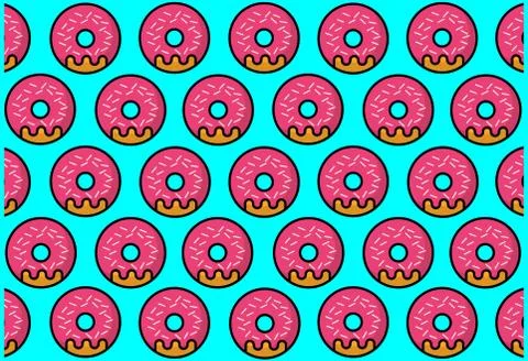 Donut pattern blue Stock Illustration