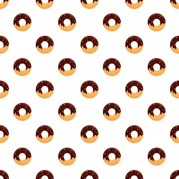 Donut pattern with chocolate frosting and colorful sprinkles Stock Illustration