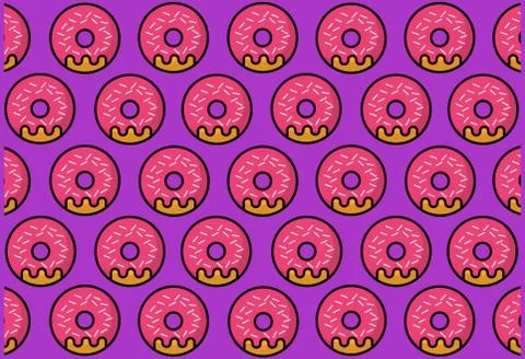 Donut pattern dark purple Stock Illustration
